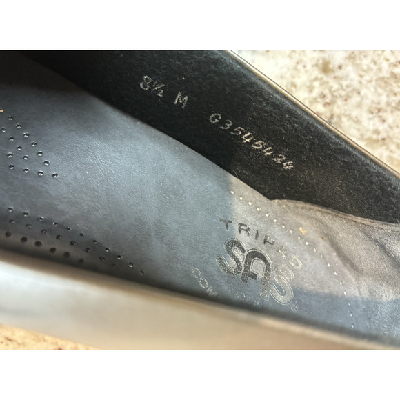 SAS Womens Coco Square Toe Flats 8.5 US Metallic Silver Black Patent Leather - Picture 7 of 7